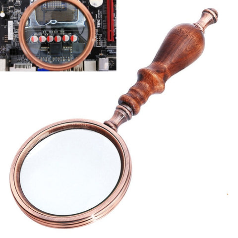 Lente d'ingrandimento de lettura retrò con manico in legno 10X Lente d'ingrandimento regalo in ebano portable