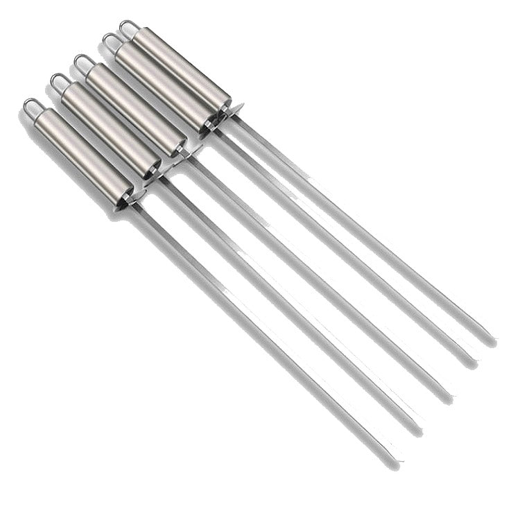 Stainless Steel BBQ Skewers with Heat-Proof Handles - 5 Pack