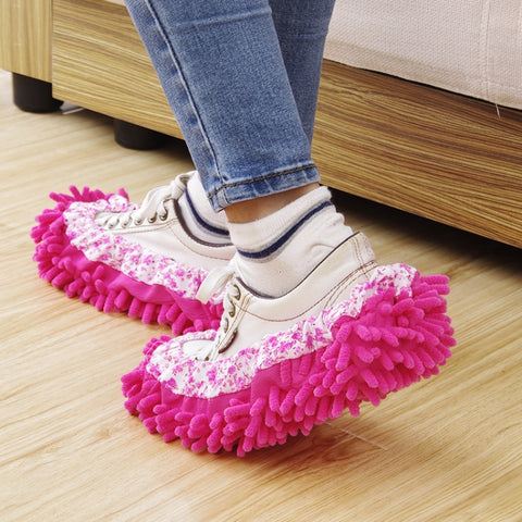12 pezzi Copriscarpe in ciniglia per pulizia pigra Pavimento pulito Mop rimovibile e lavabile Colore casuale, Floor Mop