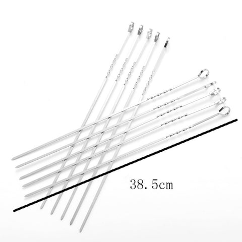 3 set di spiedini per barbecue con bastoncini per barbecue piatti quadrati in metallo, BBQ Skewers