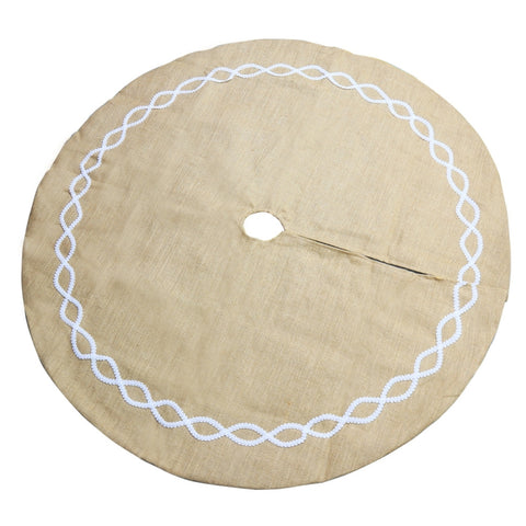 Decorazioni natalizie Gonna per albero in stoffa di iuta Decorazione inferiore per albero Grembiule per albero di Natale, Jute Cloth Tree Skirt