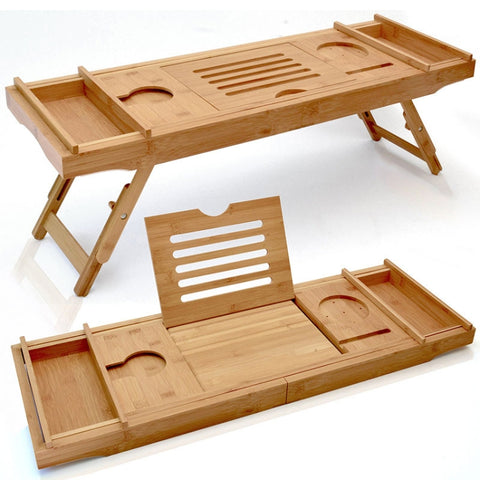 Cremagliera per vasca da bagno in bambù per piedi Cremagliera per vasca da bagno retrattile per bagno multifunzionale, Retractable Bath Rack