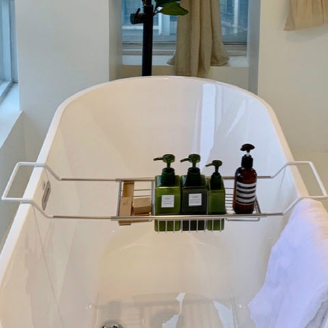 Mensola da bagno con staffa retrattile per vasca da bagno in acciaio inossidabile, Stainless Steel Bathtub Rack
