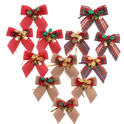 Fiocco di Natale da 15 pezzi con campane di ferro, ghirlanda di Natale, decorazioni per l'albero di Natale, consegna in stile casuale, Bow With Iron Bells