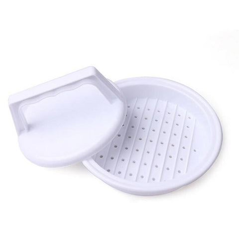 Presse pour hamburger de forme rotonde, pour aliments, en plastique, pour hamburger, viande, manzo, griglia, presse pour hamburger, tampon pour galette, ustensile de cuisine, 2 pièces blanc