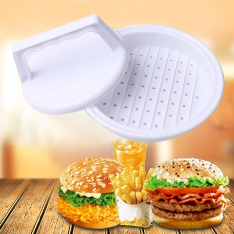 Presse pour hamburger de forme rotonde, pour aliments, en plastique, pour hamburger, viande, manzo, griglia, presse pour hamburger, tampon pour galette, ustensile de cuisine, 2 pièces blanc