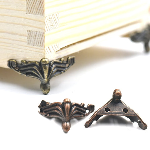 Confezione regalo per gioielli in bronzo antico da 10 pezzi Custodia in legno Piedini decorativi Protezione per angoli delle gambe, Jewelry Gift Box Corner Protector