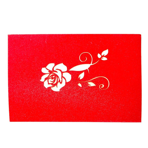 Cartoline d'auguri di ringraziamento con rose pop-up 3D Fiore fatto a mano in carta vintage vuota Carta regalo d'amore di buon compleanno, dimensioni: 13x16 cm, Handmade Blank