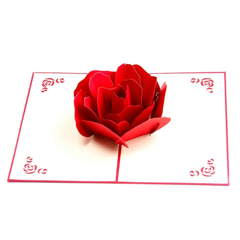 Cartoline d'auguri di ringraziamento con rose pop-up 3D Fiore fatto a mano in carta vintage vuota Carta regalo d'amore di buon compleanno, dimensioni: 13x16 cm, Handmade Blank