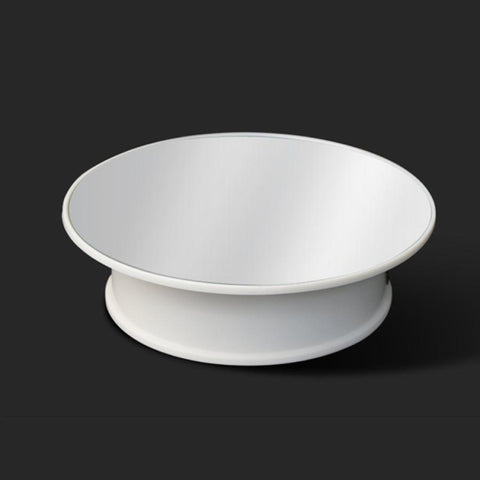 Giradischi Elettrico Girevole da 30 cm a 360 Gradi Espositore con Specchio Superiore Puntelli per Riprese Video Giradischi per Fotografia, Carico 4 kg (Bianco), 30cm Mirror Top(White)