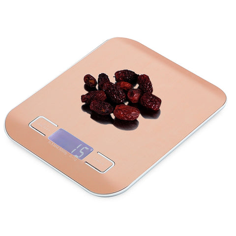 BOH-2012 Bilancia da cucina digitale multifunzione per alimenti in acciaio inossidabile con display LCD, specifica: 10 kg / 1 g, 10kg/1g, Silver, 10kg/1g, Rose Gold