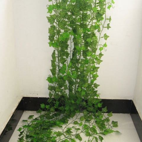 12 PZ 2.4M Edera artificiale Foglia verde Ghirlanda Piante Vite Finto Decorazioni per la casa Stringa di plastica in rattan, Ivy Green Leaf