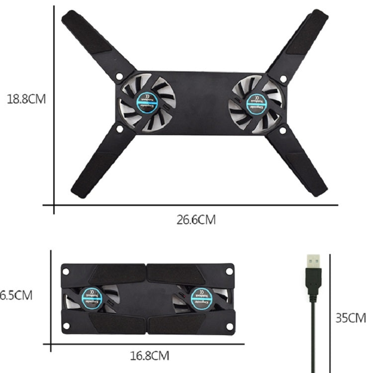 Portable Foldable Laptop Cooling Pad - 2 Piece Set