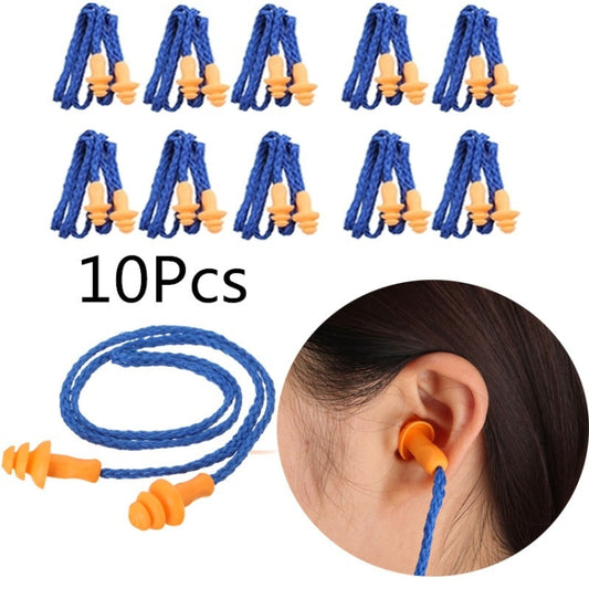 Tappi per Orecchie in Silicone Morbido con Cordoncino - Set da 10