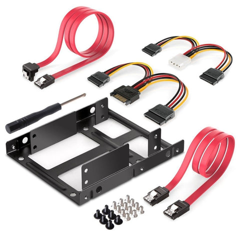 Staffa adattatore per kit di montaggio in metallo SSD HDD esterno da 2,5 pollici a 3,5 pollici con cavi di alimentazione dati SATA e viti