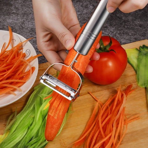 Grattugia a doppia pialla per pelare verdure multifunzione in acciaio inox, 2 PCS Double Râpe à Raboter