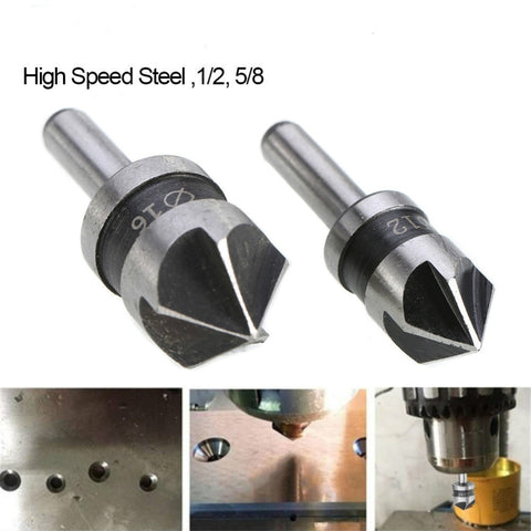 Trapano a cono svasato per lavorazione del legno con manico tondo 2 en 1, 5 lames, par smussatura, 5 Blade