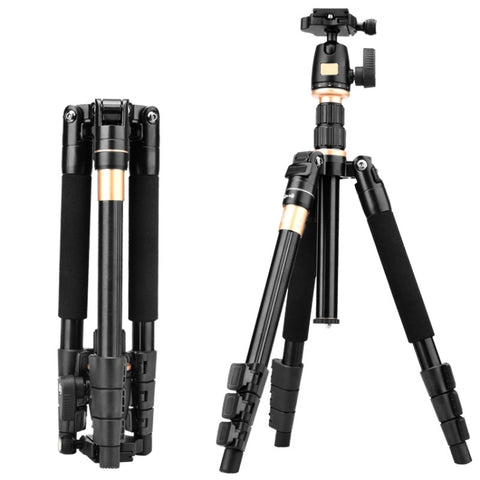 Q555 Gambe pieghevoli a 4 sezioni Supporto per monopiede con montaggio su treppiede in lega di alluminio con testa a sfera, Q555
