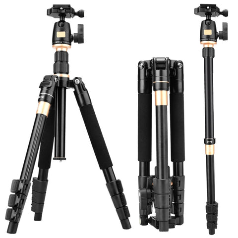 Q555 Gambe pieghevoli a 4 sezioni Supporto per monopiede con montaggio su treppiede in lega di alluminio con testa a sfera, Q555