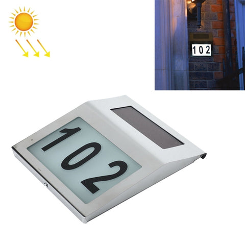 Indicatore luminoso per numero civico a parete in acciaio inossidabile solare impermeabile da esterno a 2 LED, Stainless Steel