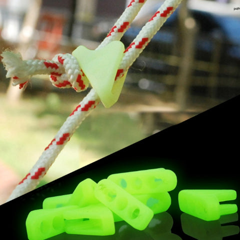 10 PCS Outdoor Luminoso Corda Fibbia Fluorescenza Tenda Triangolo Fibbia Avviso Promemoria Pericolo Accidentale Tenda Vento Corda di Regolazione, Triangle Buckle