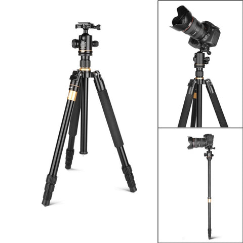 Q222 Supporto per monopiede con supporto per treppiede portatile a 4 sezioni con gambe pieghevoli in lega di alluminio con teste a sfera
