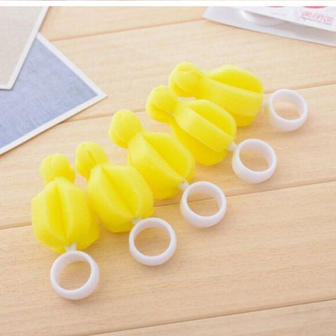 5 PZ Spugna rotante a 360 gradi gialla Spazzola per capezzoli per bambini Neonati Pulizia della tettarella Spazzole per biberon Detergente per ciuccio infantile, Bottle Brushes