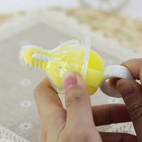 5 PZ Spugna rotante a 360 gradi gialla Spazzola per capezzoli per bambini Neonati Pulizia della tettarella Spazzole per biberon Detergente per ciuccio infantile, Bottle Brushes