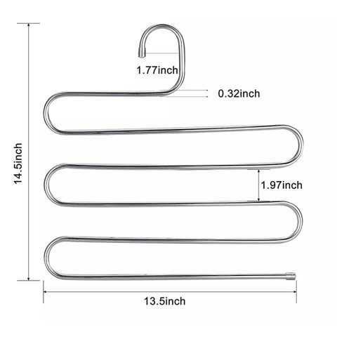 Appendiabiti multifunzionali a forma di S a 5 strati. Appendiabiti per pantaloni, S Shape Hangers