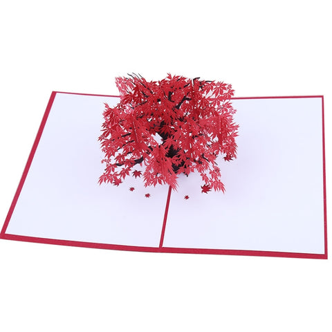 Biglietto d'auguri tridimensionale per albero di acero Biglietto d'auguri di compleanno Biglietto 3D con foglia d'acero rossa, Maple Tree Greeting Card