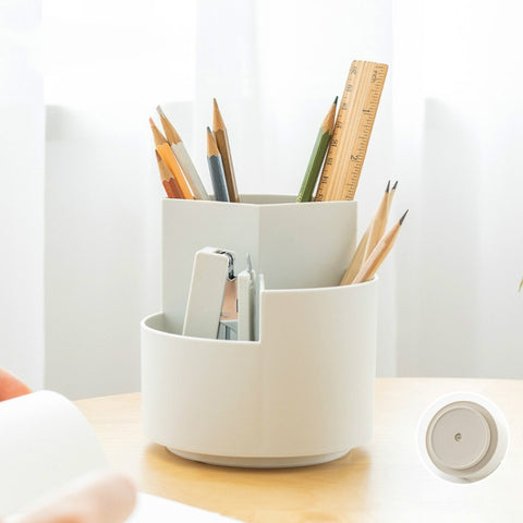 Portapenne rotondo multifunzionale da 3 pezzi per ufficio, scatola portapenne rotante di grande capacità, colore casuale, Pen Storage Box