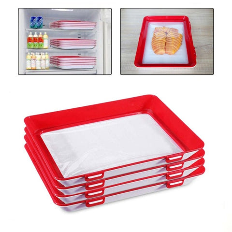 Vassoio intelligente per frigorifero con vassoio per conservazione sottovuoto da 3 pezzi, Refrigerator Clever Tray
