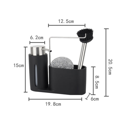 Set di scaffali per riporre gli stracci e le spazzole in filo d'acciaio per lavello da cucina, con dispenser di sapone, Brush Rag Storage Rack Set
