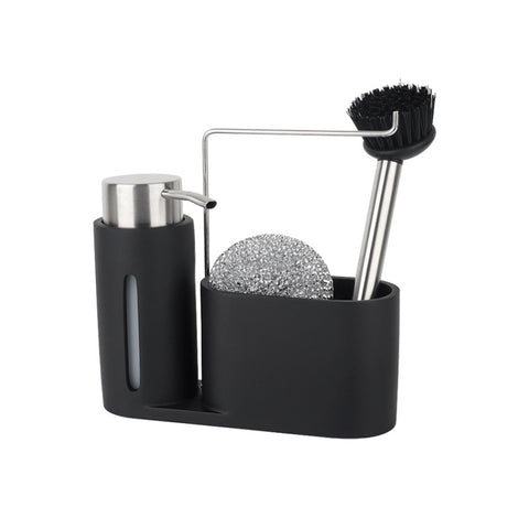 Set di scaffali per riporre gli stracci e le spazzole in filo d'acciaio per lavello da cucina, con dispenser di sapone, Brush Rag Storage Rack Set