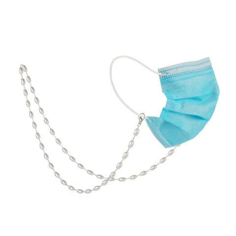 Collana con cordino anti-smarrimento per maschera da 2 pezzi. Catena per occhiali con maschera di perle semplice a forma ovale, Oval-Shaped Pearl  Chain