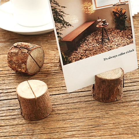 Portacarte a forma di ceppo di legno per ricevimento di nozze, portacarte, numero, nome, tabella, menu, immagine, portacarte con clip per foto, Stump Shape Photo Clip