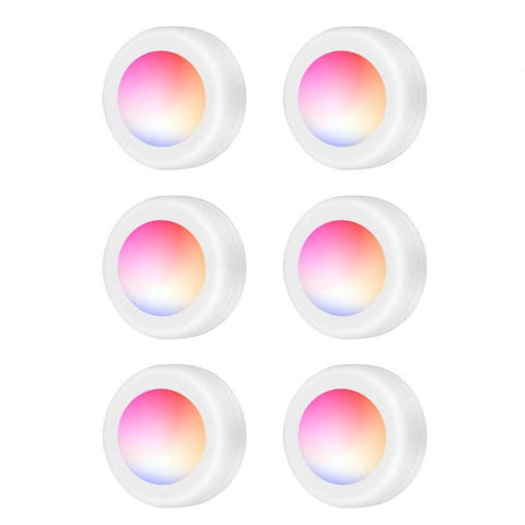 6 pezzi / set 16 colori RGB LED luce notturna stroboscopica atmosfera Pat Light telecomando luce per armadio con 2 telecomandi