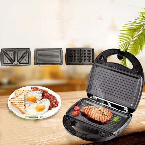 Macchina per panini 3 in 1 Macchina per waffle multifunzione Macchina per colazione Panini, spina europea, 3 in 1 Sandwich Maker