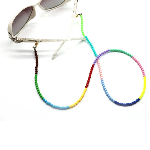 5 pezzi di perline colorate antiscivolo maschera antigoccia catena per occhiali appesa cordino per collo, Color Beaded