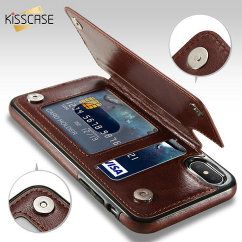 Per iPhone 7 Plus / 8 Plus Custodia in pelle PU retrò Custodie per cellulari con porta carte multipli (marrone), For iPhone 7 Plus