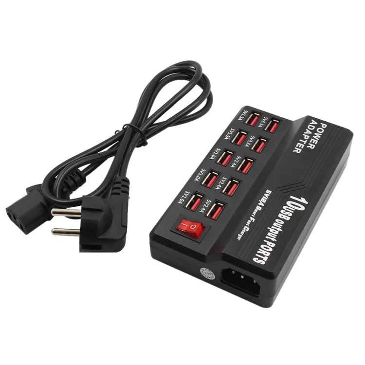 Smart Fast Charge USB Charger with 10 Ports - US Plug