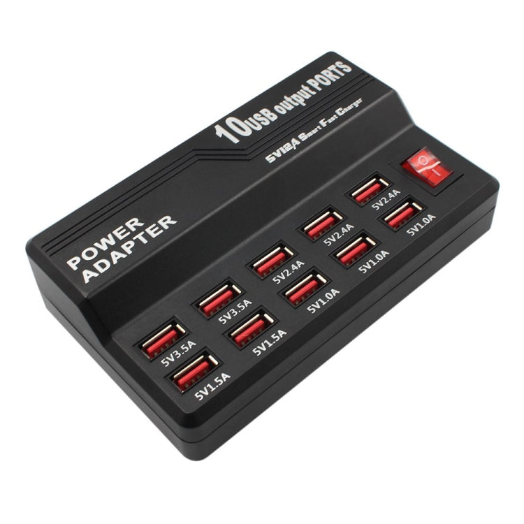 Smart Fast Charge USB Charger with 10 Ports - US Plug