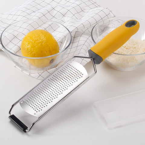2 pezzi in acciaio inossidabile 304 multifunzionale a bordo largo con trucioli di formaggio, cioccolato, scorza di limone, trituratore, Cheese Grater (Yellow)
