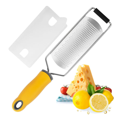2 pezzi in acciaio inossidabile 304 multifunzionale a bordo largo con trucioli di formaggio, cioccolato, scorza di limone, trituratore, Cheese Grater (Yellow)