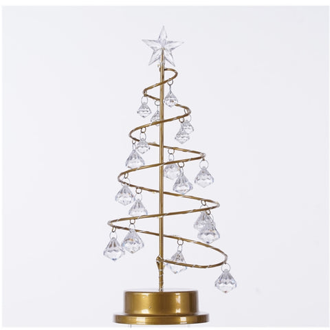 Lampada da tavolo piccola a LED in ferro battuto con luce notturna in cristallo, per albero di Natale, decorazione della stanza