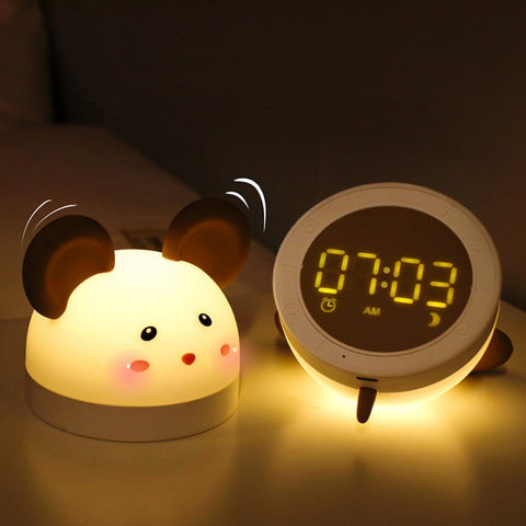 Simpatico topo notturno en silicone avec fonction sveglia elettronica Lampada da scrivania pour dormir sur le bureau Orologio didattico