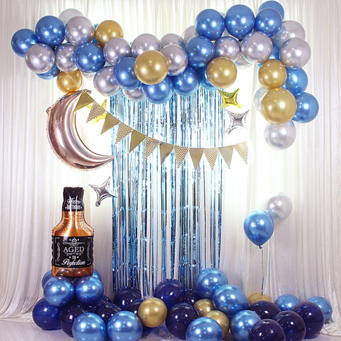 Set di palloncini blu con bandiera appesa, set di catene di palloncini per whisky, decorazioni per feste, decorazioni per luoghi, Blue Balloon Set