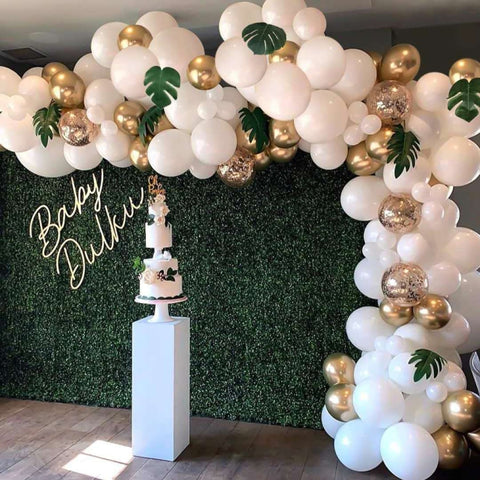 Ensemble de ballons à thème de fête en or blanc Ensemble de ballons pour décorations nuziali de compleanno, Ballon à thème de fête en or blanc