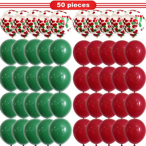 Set di 2 palloncini di coriandoli rossi e verdi di Natale, decorazioni per feste di Natale di buon Natale, Décorations de fête de Noël