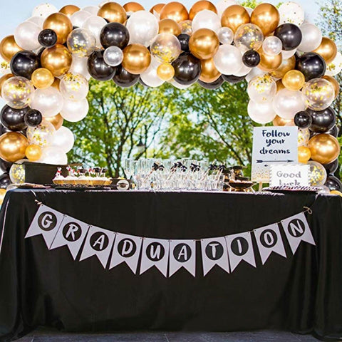 Ensemble classique de palloncini en treillis or noir Ensemble de décorations pour la section avec catene di palloncini pour la fête de compleanno, Ensemble de ballons en latex classique noir or